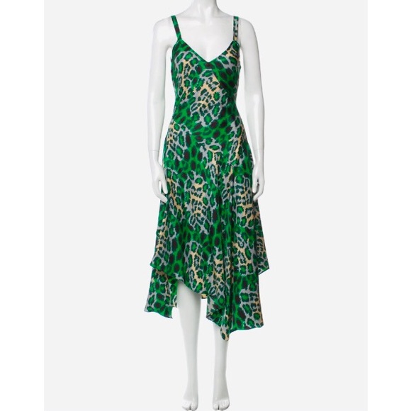 Diane Von Furstenberg DVF Iman Silk Slip Dress Green - Picture 6 of 12